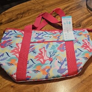 Colorful Swig Cooler Bag with Pink Accents New With Tag